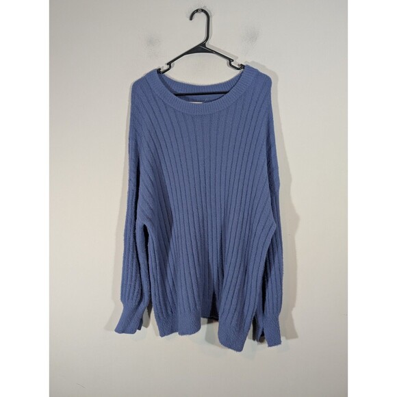 Aerie Sweater Women Sz S Blue Ribbed Buttercream Oversized Slouchy Pullover - Picture 1 of 7